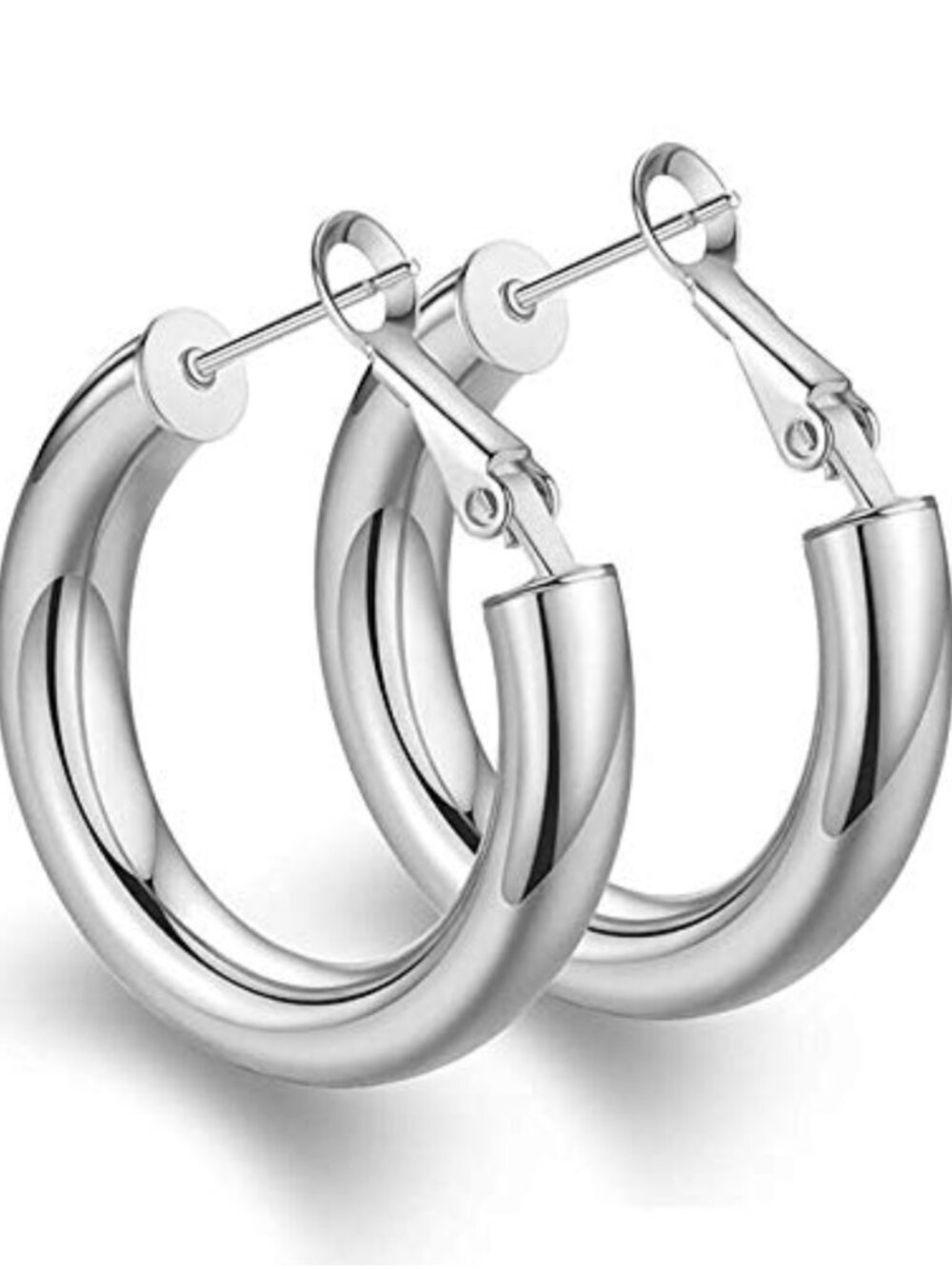 14k Gold Plated Hoop Earrings Lightweight Hypoallergenic Chunky Tube Hoops